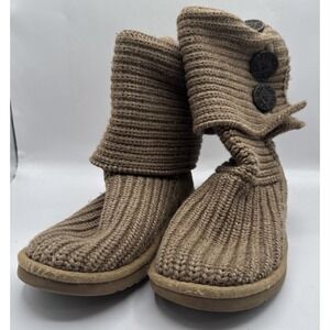 UGG Classic Knit Cardy MId Calf to Tall Boots Gray Style 5819 Size 5 Tan Camel